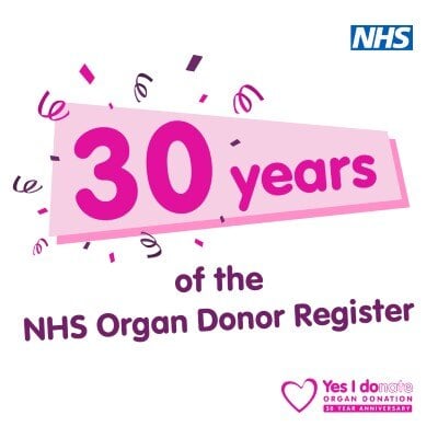 NHS 30 years of organ donor register